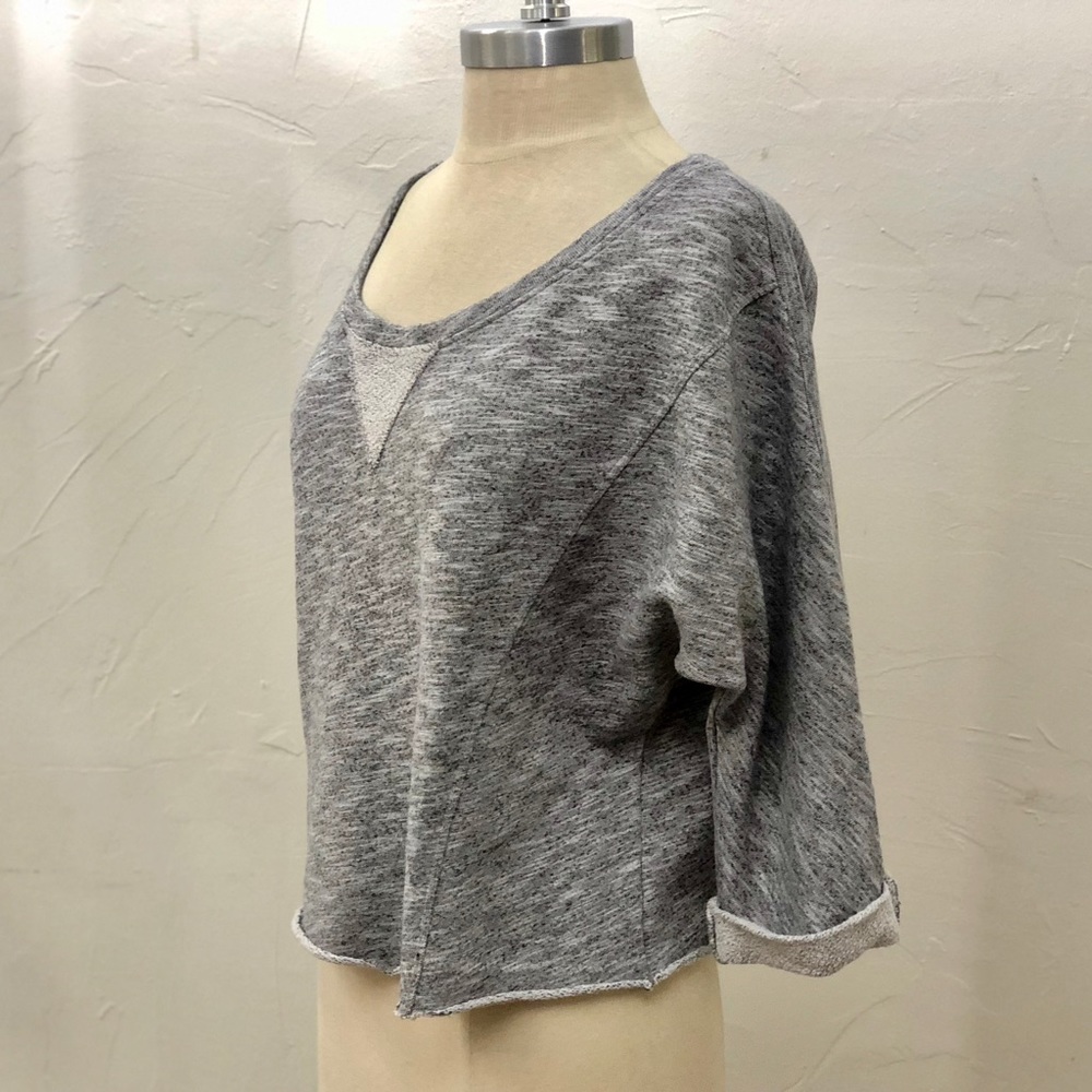 C&C Grey Marled Sweatshirt 3/4slv -S View 2